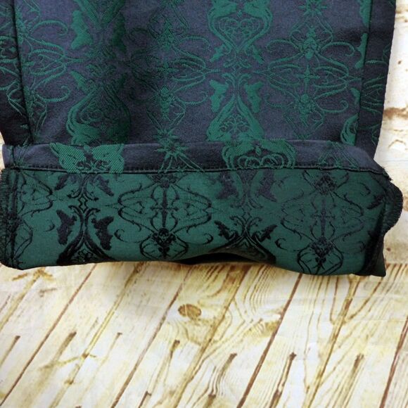 Y2K Lip Service Blacklist Pants Men 36x33 Black Green Brocade Jacquard Goth Rock - Picture 7 of 16